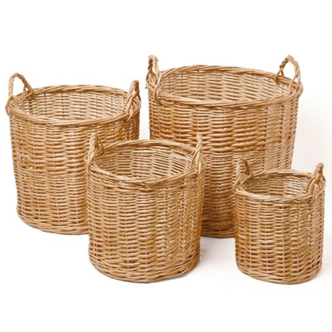 Set x 4 Canastos Tejidos con Manijas (Mimbre Rosado) - comprar online