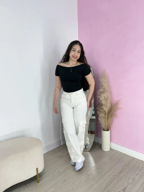 Wide leg Cargo Off White