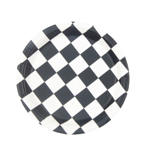 Prato de Papel Xadrez Preto - comprar online