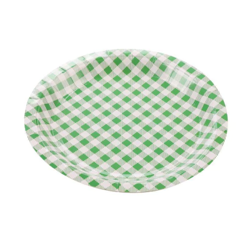 Prato de Papel Xadrez Verde - 10 unidades - comprar online