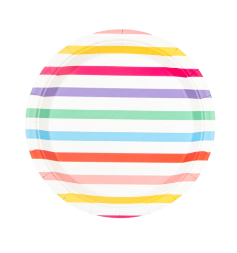 Prato de Papel Listras Cores - 10 Unids. - comprar online