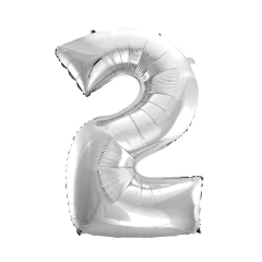 Balão Metalizado - Numero 2 Prata 28´´ (70 cm)