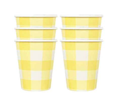 Copo de papel Xadrez Vichy Amarelo