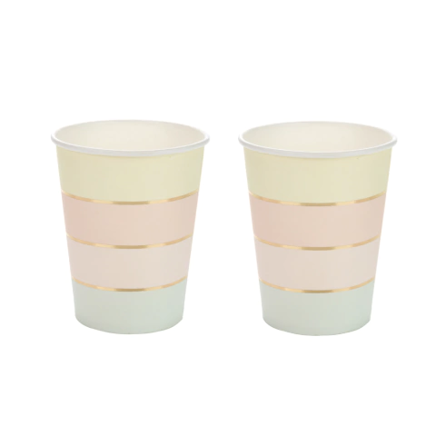 Copo Papel Listras Degradê Dourado 10 unidades