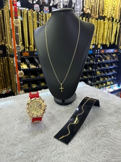 kit 4 em 1 moeda (1 relógio, 1 cordão, 1 pingente e 1 pulseira).