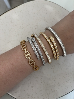 Braceletes Folheados A Ouro 18k Cravejados (Iniciando Da Esquerda Para Direita)