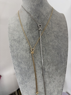 Colar Prateado e Dourado Folheado a Ouro 18k Gravata com Coração - comprar online