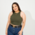 Cropped feminino Verde Canelado