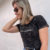 Camiseta TShirt Feminina Less is More Preta Marmorizada - comprar online