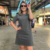 Vestido Feminino Oversized Básico Cinza Escuro na internet