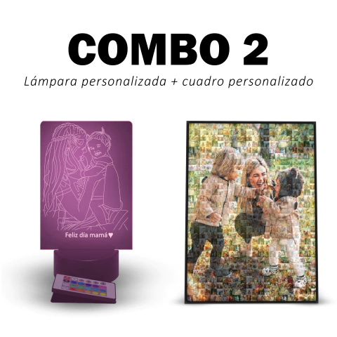 Combo 2 Día de la madre | Lámpara personalizada + Cuadro personalizado - comprar online