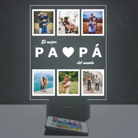 Lámpara led personalizada con fotos | Modelo 2 | Papá
