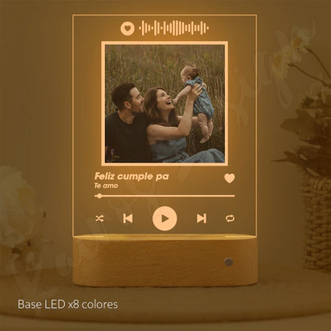 Lámpara led personalizada | Base de madera | Modelo 4 | Papá