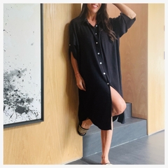 Vestido camisero lino LUPITA - negro - - tienda online