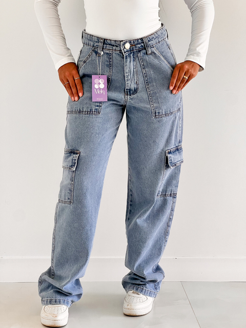 Calça Cargo Mel (lavagem clara) - comprar online