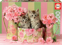17960 Rompecabezas Puzzle Educa 500 Gatitos con Rosas