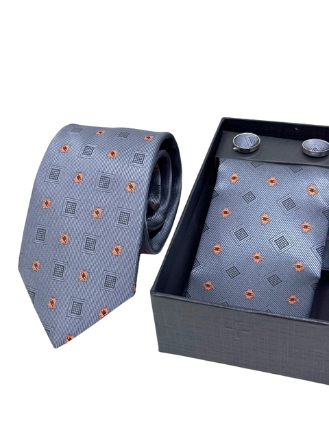 Gravata + lenço + Abotoadura 7cm - 132 - comprar online