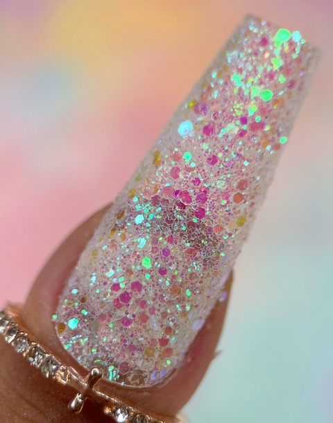 Iridescente Verde e rosa (Flocadinho)