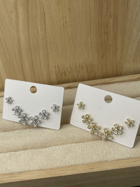 kit 3 Pares de Brinco - Flor - Cores