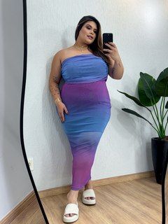 Vestido Hillary - Azul com Roxo