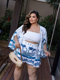 Kimono Lais - Azul Estampado - comprar online