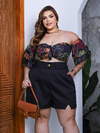 Cropped Bárbara - Preto Estampado - comprar online