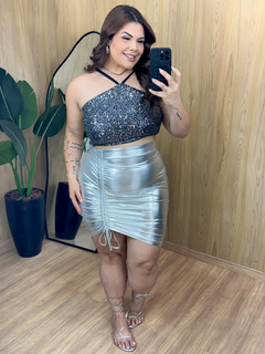 Cropped Paetê - Preto com Prata - AMOR DE SILHUETA