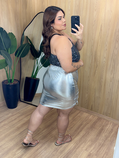Cropped Paetê - Preto com Prata na internet
