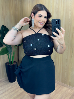 Cropped Arrastão Lantejoula - Preto - comprar online