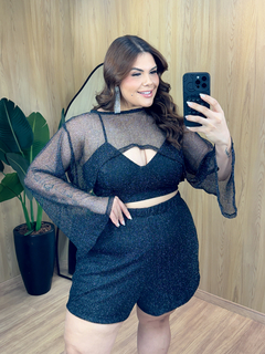 Cropped Arrastão Manga Longa - Preto - comprar online