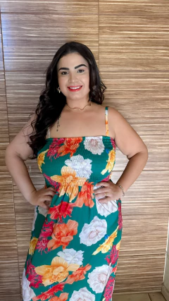 Vestido Evelyn - Verde floral - AMOR DE SILHUETA