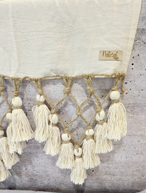 Camino de Mesa Rombos Yute & Borlas de Algodón - comprar online