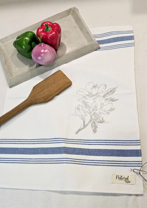 Paño de cocina de puro algodón - Magnolia azul - comprar online