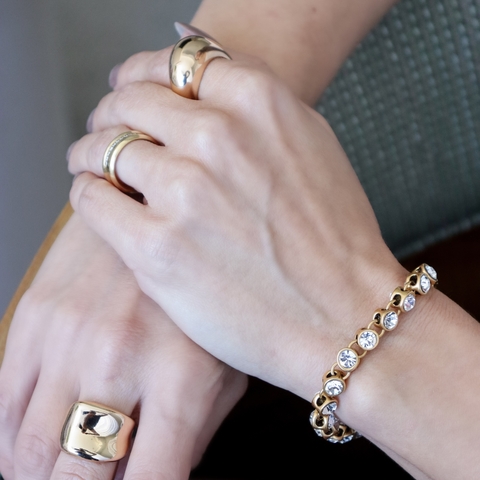 Pulseira Riviera Strass G - Crystal/Ouro Vintage - comprar online