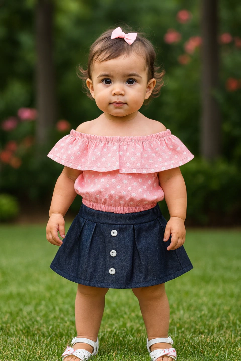 Conjunto Saia estilo Jeans Cod 046 e 047 e 048 - comprar online