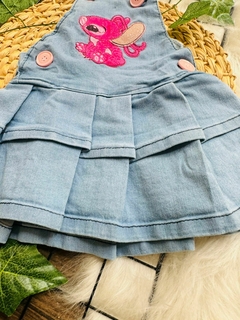 Jardineira Vestido Jeans Stitch Bordado na internet