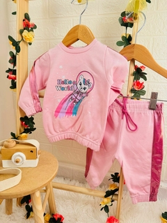 Conj. Blusão e Calça Moletom Liso Cirrê - Up Up bebe