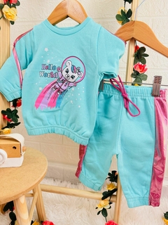 Conj. Blusão e Calça Moletom Liso Cirrê - Up Up bebe