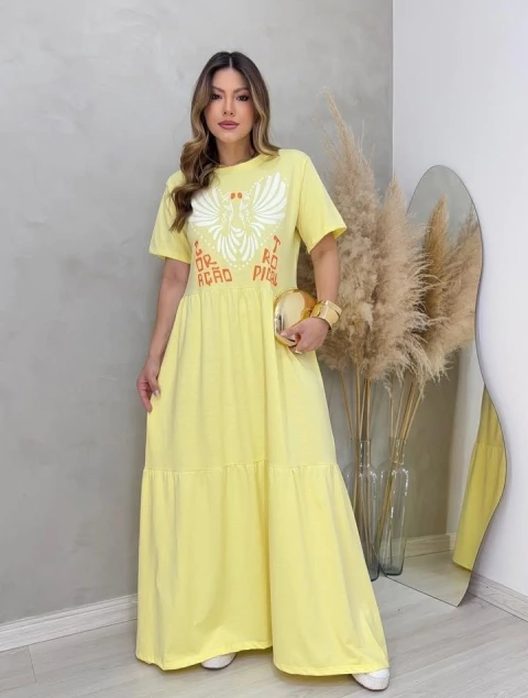 Vestido Coração Tropical Amarelo - comprar online