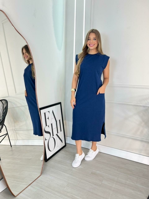 Vestido Midi Muscle Tee Azul Escuro