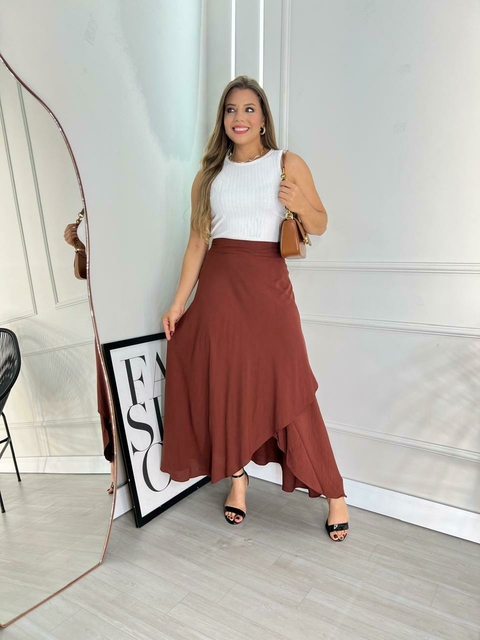 Saia Longa em Modelo Envelope Marrom - comprar online