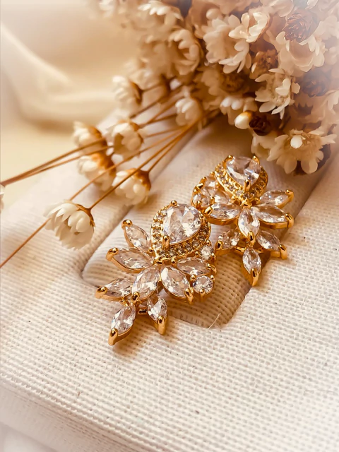 Brinco Folhas cravejadas de zircônias - comprar online