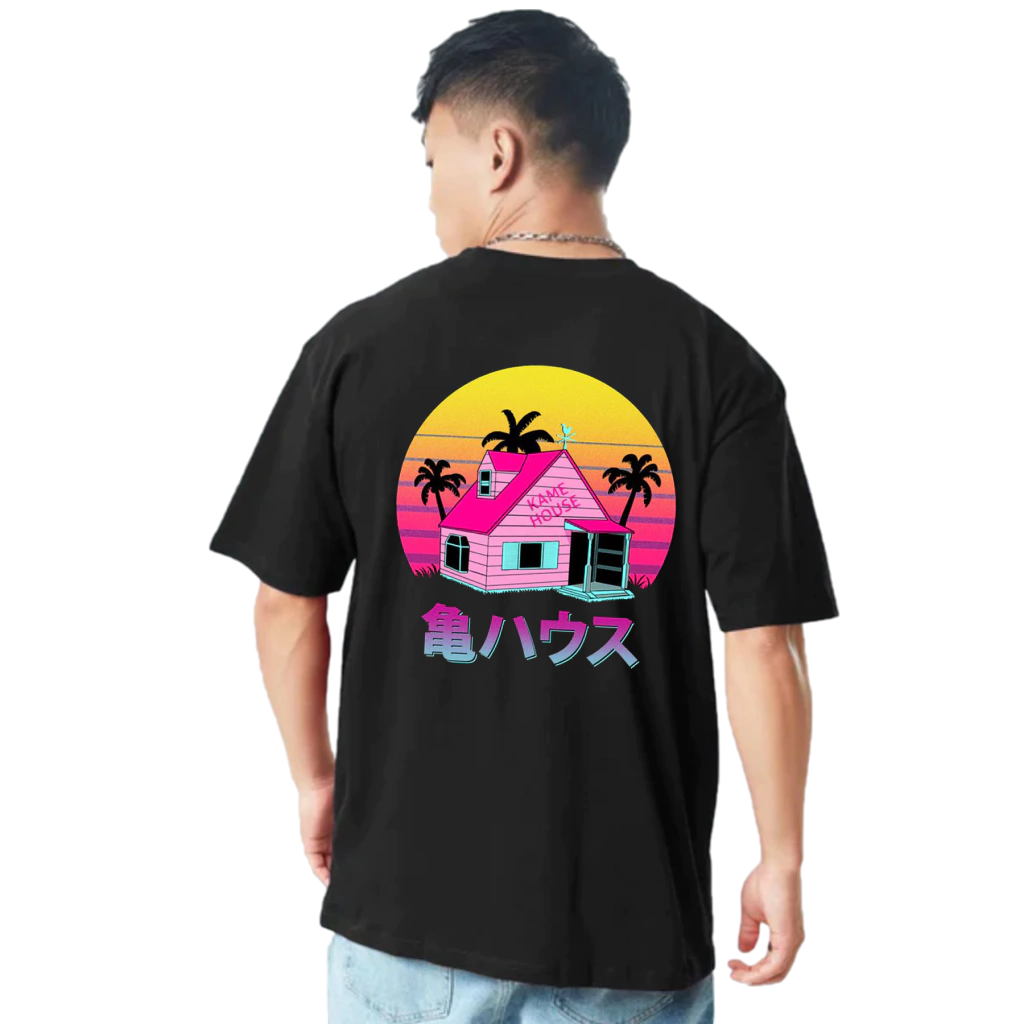 Remera Negra Oversize DRAGON BALL KAME HOUSE