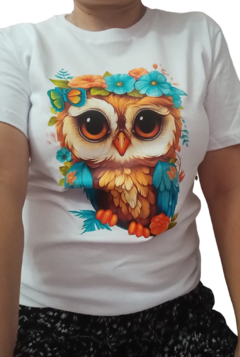 Remera Blanca Búho
