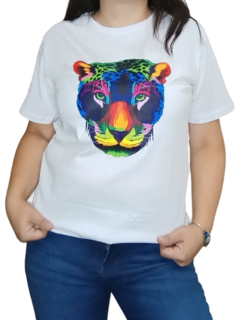 Remera Blanca Mujer Tigre colores