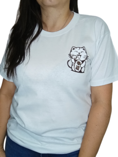 Remera Blanca Mujer Gatito de la Suerte - comprar online