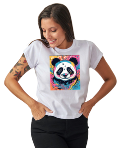 Remera Blanca Mujer Panda