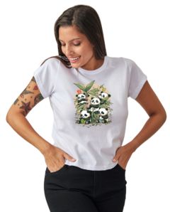 Remera Blanca Mujer Pandas