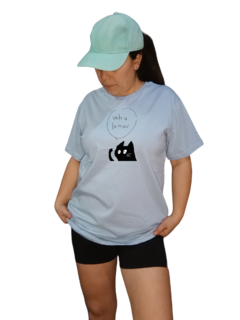Remera Celeste Estampada Miau