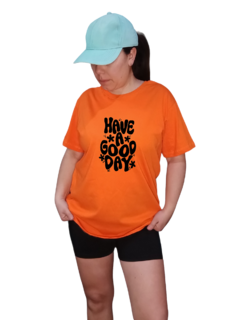 Remera Naranja Estampada Have a good day